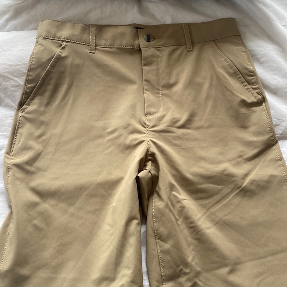 PLACE Boys Uniform Shorts Khaki Stretch Adjustable Tan Front Zip Size 14